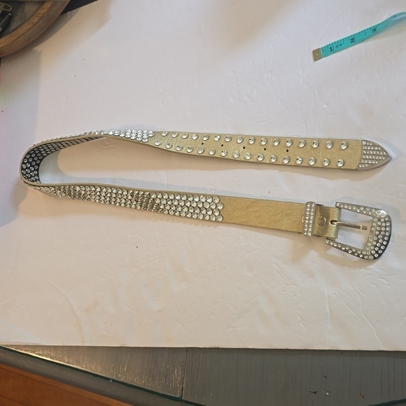 MMS Design Sudio Womens Gold Sparkle Bling rhinestone Belt western Sz.L/XL - Picture 6 of 9